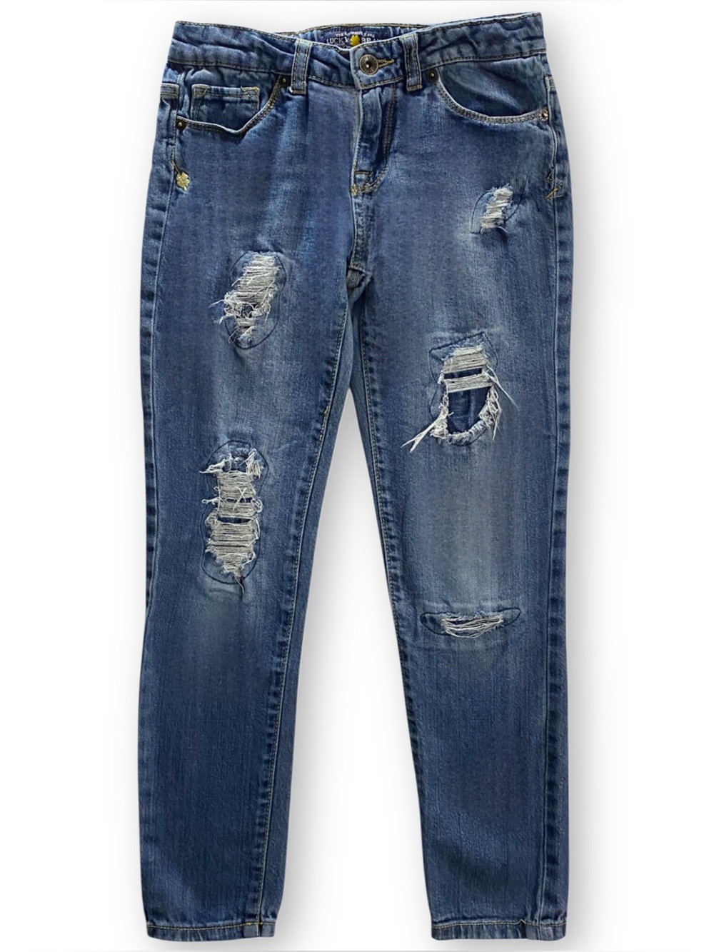 Lucky Brand Girls Size 12 Zoe Jegging Distressed Ripped Denim Medium Wash Jeans